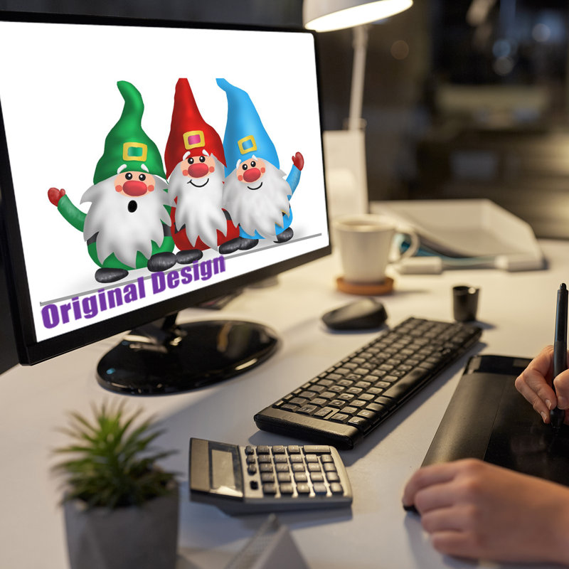Christmas Inflatable 7.5 FT Long Gnome Inflatables Three Midgets Holding Hands with Built-in LEDs