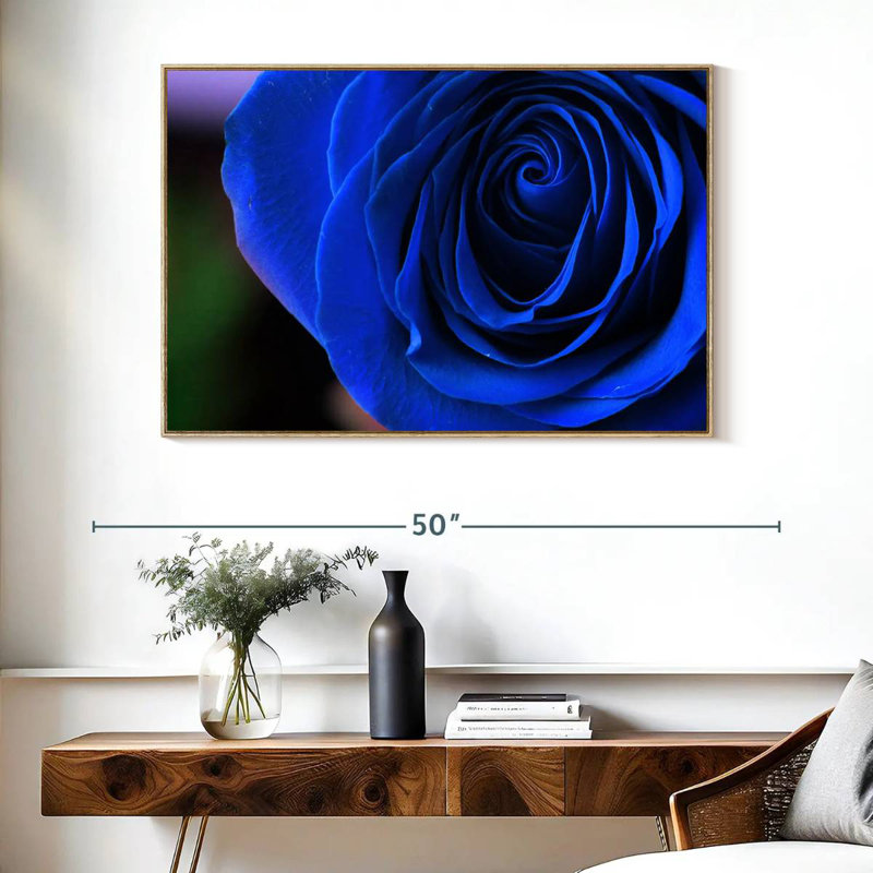 Bleu rose arbuste, Cadre flottant en bois naturel, 40 po x 27 po
