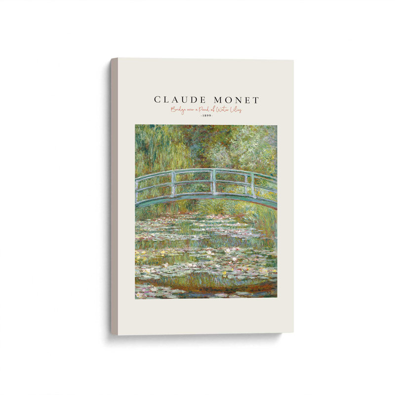 Pont sur un étang de nénuphars par Monet v2, Toile tendue, H 18 po x l 12 po x P 1,25 po