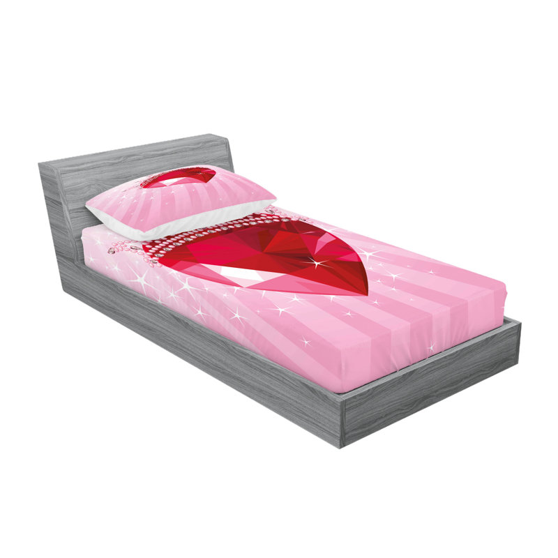 Ensemble de draps et taies décoratives Ambesonne, rose rouge, Ensemble de draps pour lit simple TG + 1 drap-hous