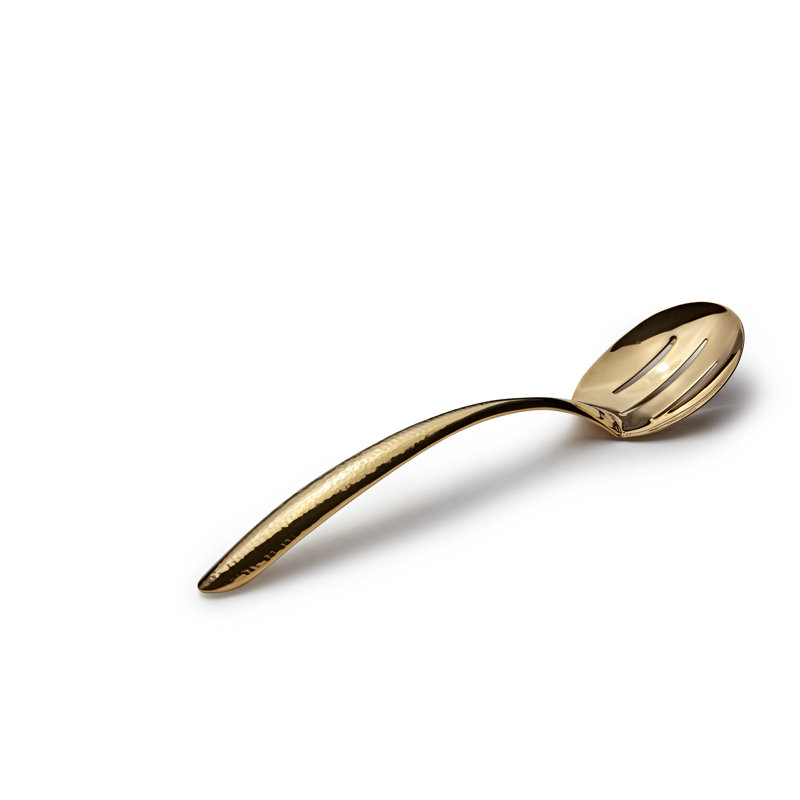 Cuillère de service rainurée, Fini martelé or