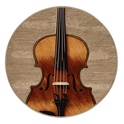 Washable Violin Music Area Rug