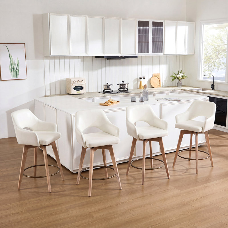 Tabouret de comptoir pivotant en similicuir Ashwell, Beige