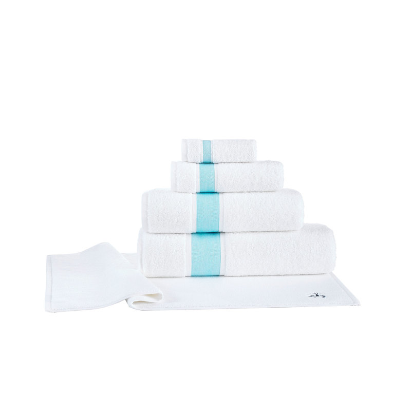 Sea Glass Turkish Cotton Hand Towel with Herringbone Trim