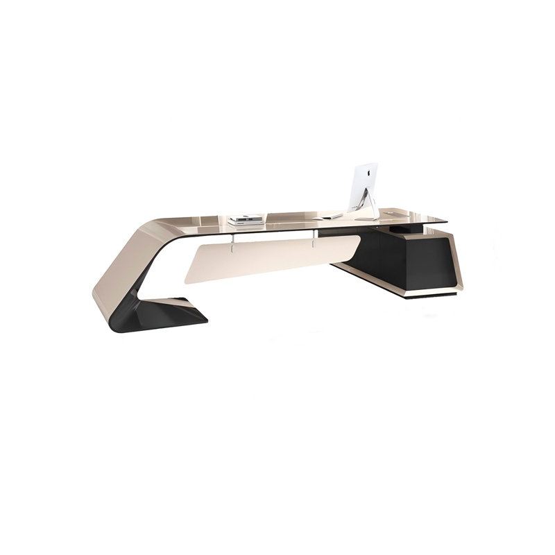 Bureau Burlywood et bois manufacturé noir, H 29,53 po x l 70,87 po x P 62,99 po