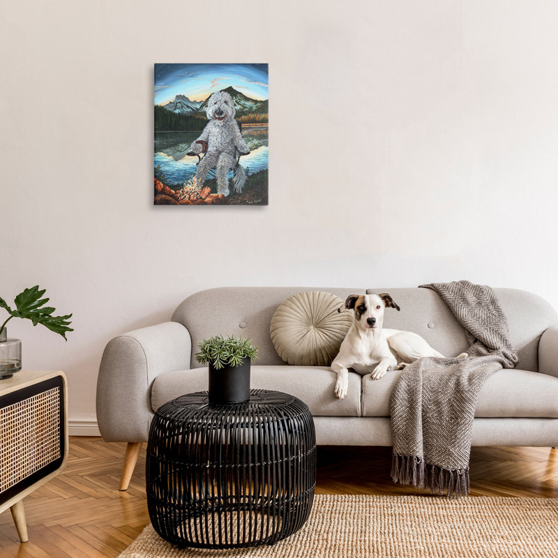 Stupell Industries Dog By Campfire Landscape Framed Giclee Art Design By Holly Simental, H 30 po x l 24 po x P 1,5 po