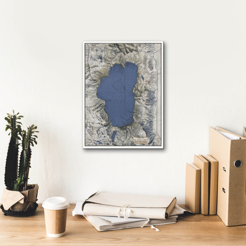 «Carte du lac Tahoe» par Stellar Design Studio, H 16 po x l 12 po x P 0,75 po