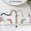 Robinet de lavabo de salle de bain chromé 8 trous 3 trous à 2 poignées avec bonde escamotable-102842048