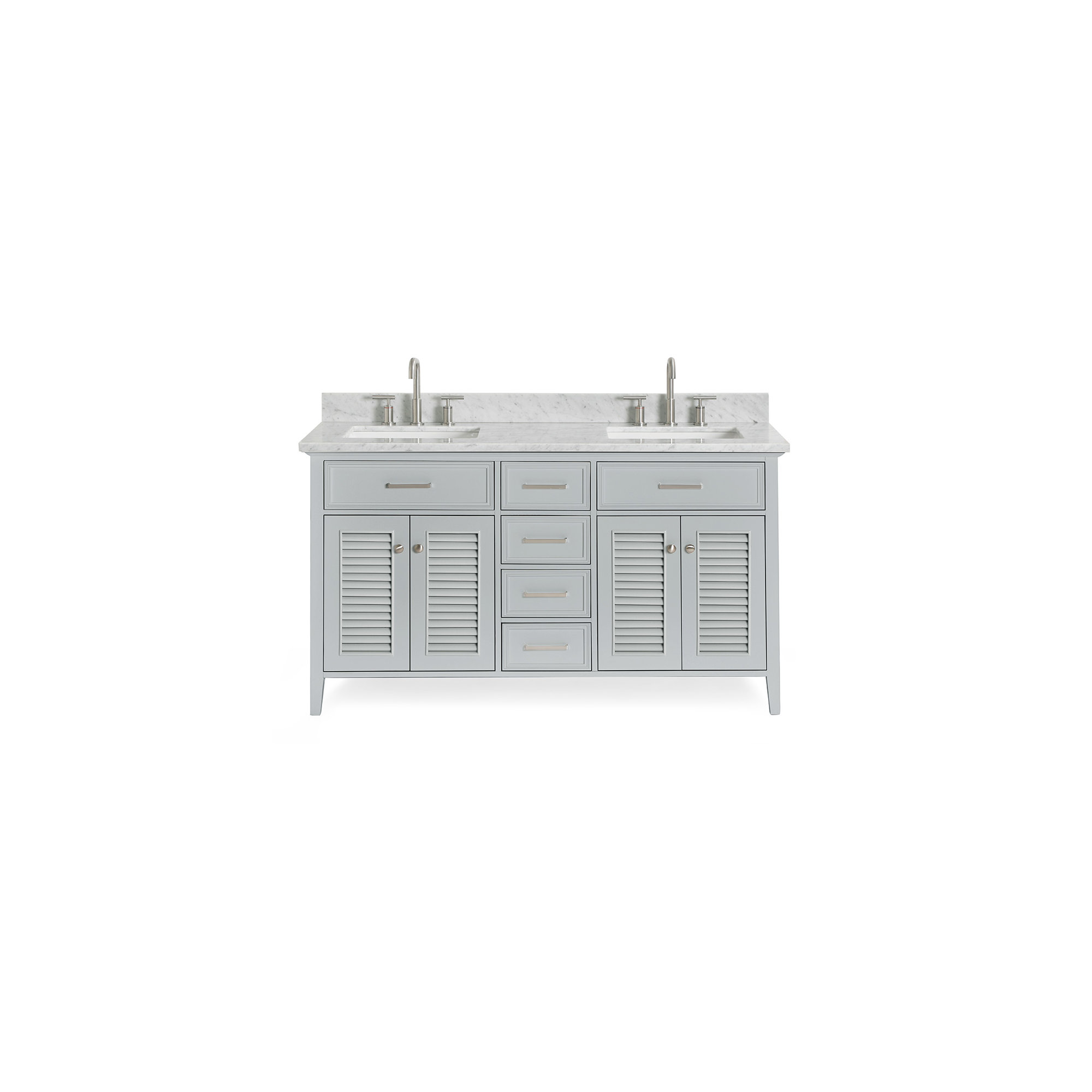 73'' Double Bathroom Vanity, Gray, 61", Rectangular