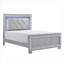 Pour lit double de luxe pour chambre principale de luxe, lit tapissier argenté doux avec tête de lit à DEL