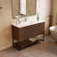 Ensemble de meuble-lavabo simple 47,24 po avec plateau en pierre blanche, bois massif brun, entièrement assemblé
