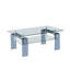 Table basse moderne à 2 niveaux en verre trempé avec tablette de rangement | Table centrale peu encombrante pour le salon et les petits espaces-1316558433