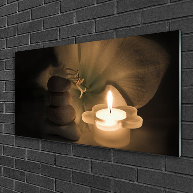Candle Stones Flower - Unframed Photograph on Glass