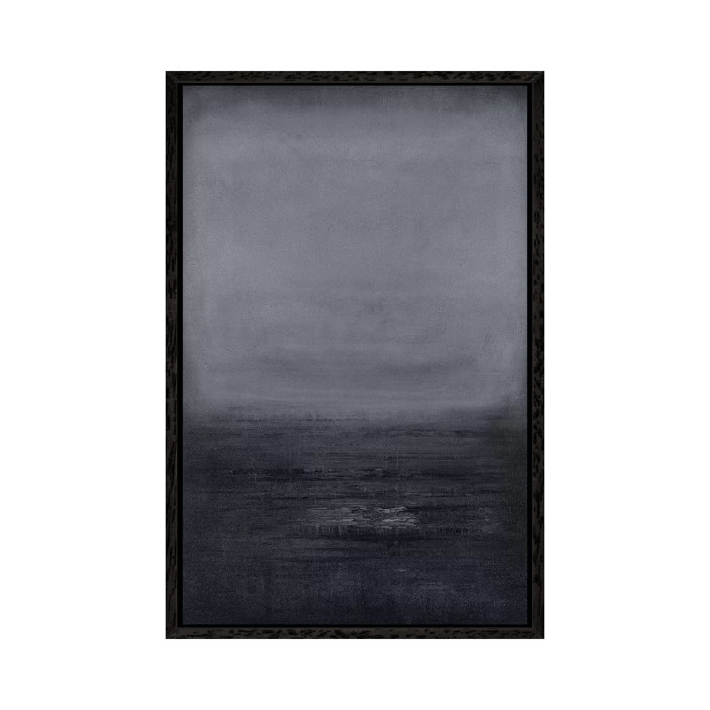 Black/Charcoal Gradient by Radek Smach - Painting on Canvas, Black Framed, 66.04 cm H x 45.72 cm W