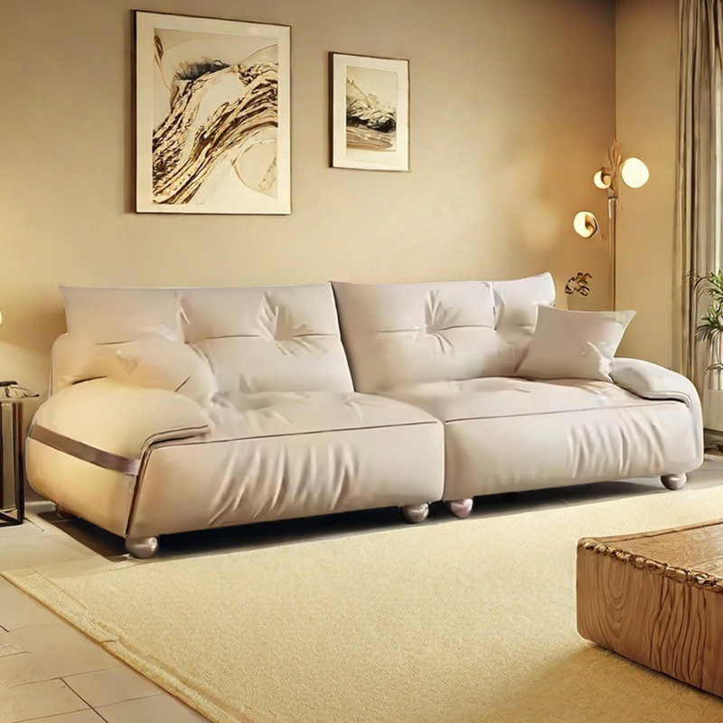 Mid Ancient Style Cream Straight Sofa