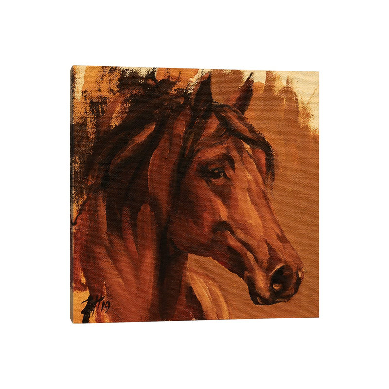 Equine Head Arab Chestnut (study 27) 1 Piece Wall Art on Canvas, 30.48 cm H x 30.48 cm W, Wrapped Canvas