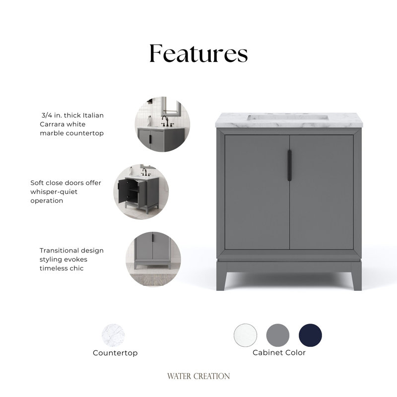 Elizabeth 30'' W Single Vanity, Cashmere Gray