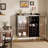 37'' Modern Coffee Bar Cabinet With Aluminum Frame Glass Door-1880562885