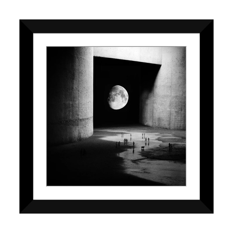 «To the Moon», impression sur toile tendue, Blanc, H 16 po x l 16 po x P 1 po, Papier d'art encadré noir