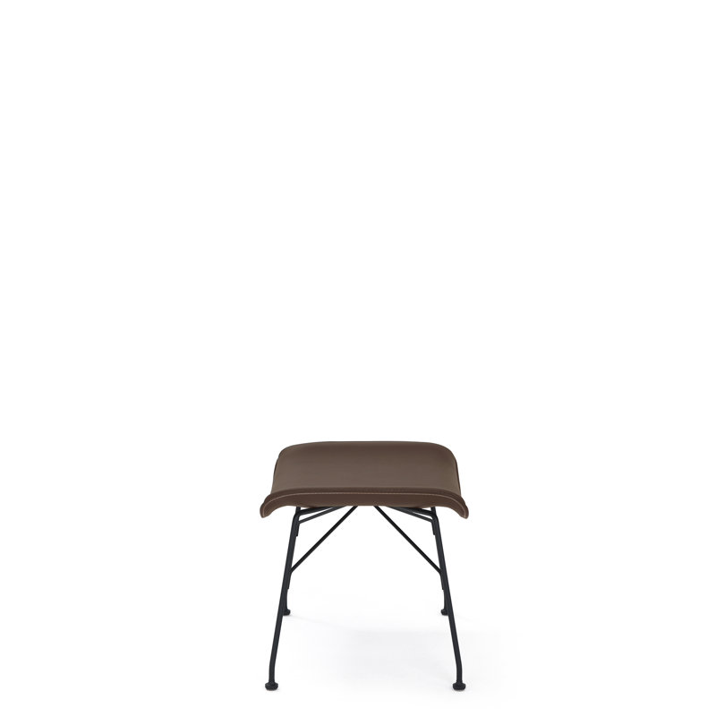 SmartWood Ottoman, Slatted Ash Dark Wood with Black