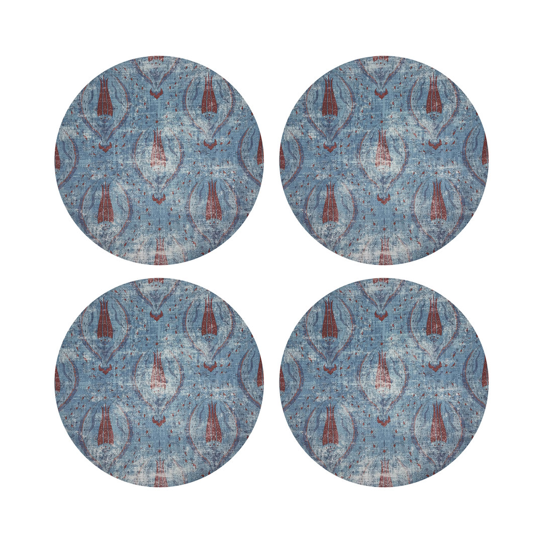 Byzantine Jewel Vegan Leather Round Pebble Placemat (Set of 4) Nicolette Mayer