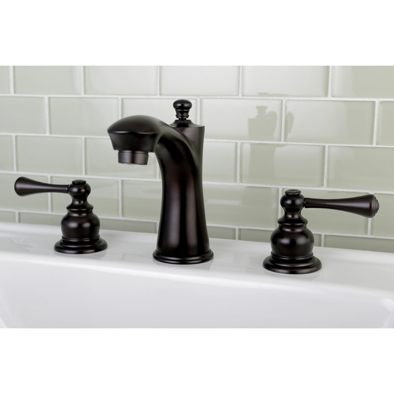 Kingston Brass Vintage Two-Handle 3-Hole Deck Mount Widespread Bathroom Faucet with Retail Pop-Up Drain, Oil Rubbed Bronze