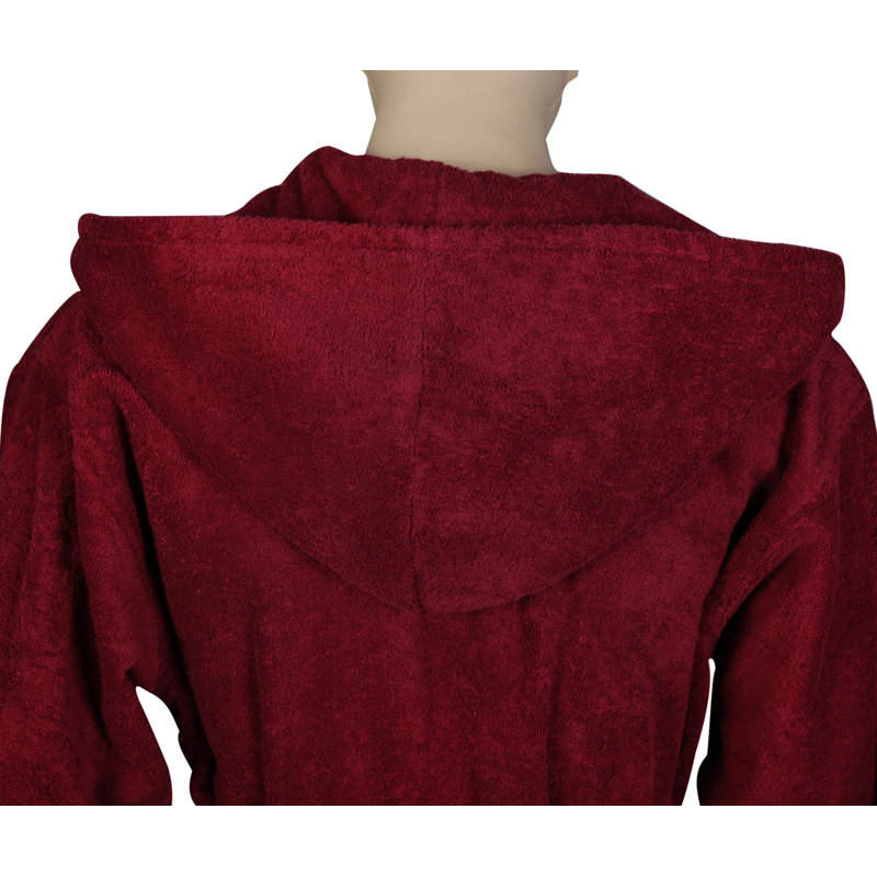 Peignoir de cheville en Ratine de coton pour femmes avec hotte 100%, XL, Bourgogne