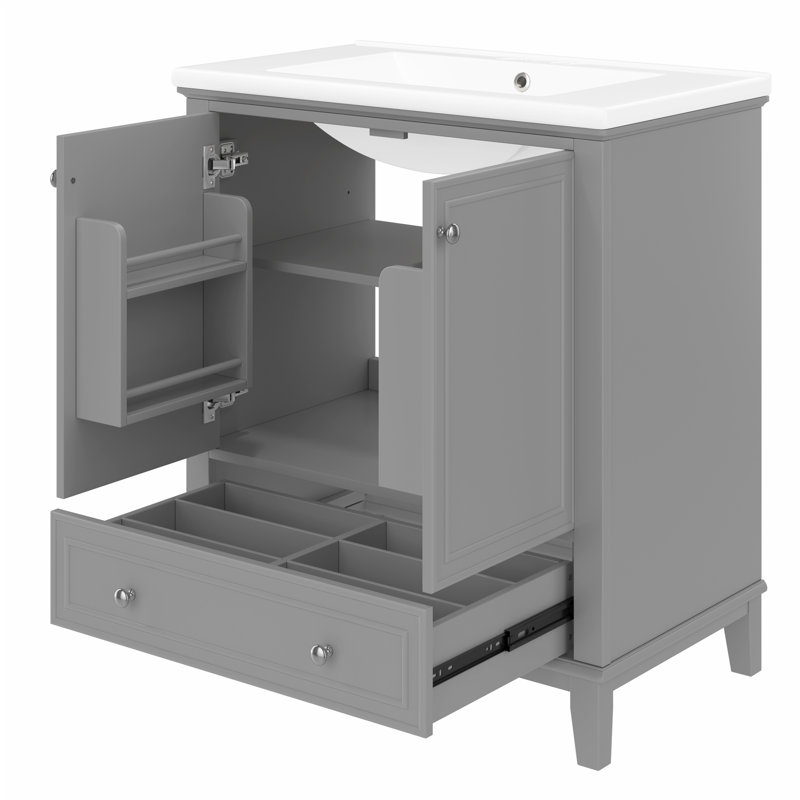 Meuble-lavabo 30 po avec lavabo, Gris