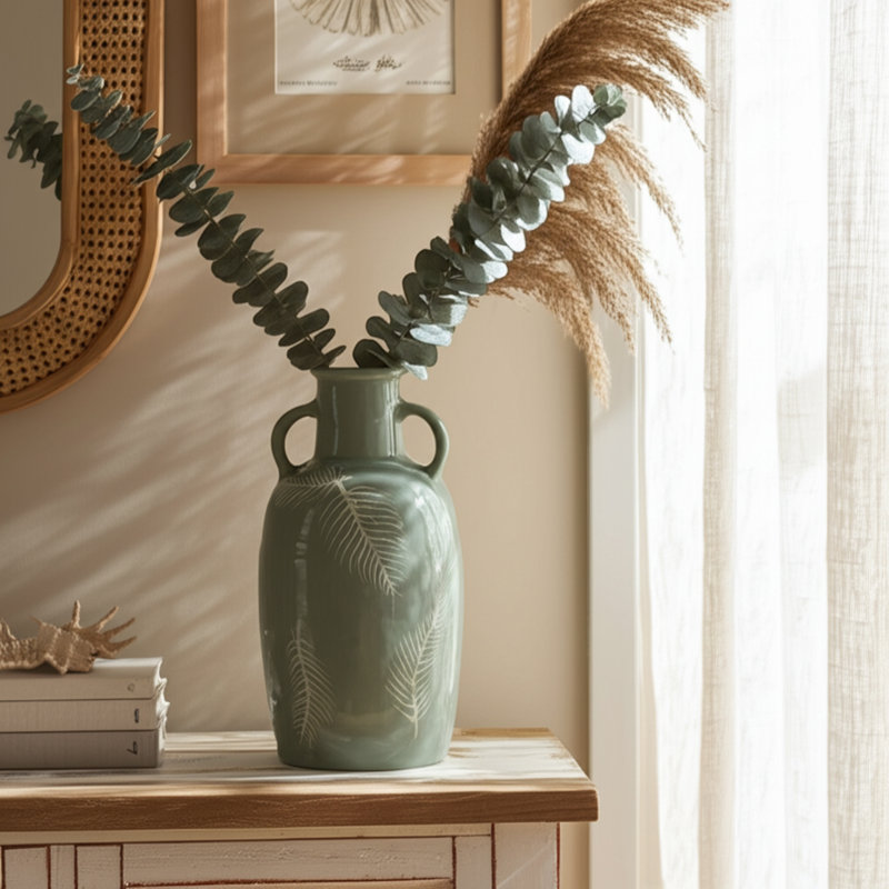 Vase vert en terre cuite
