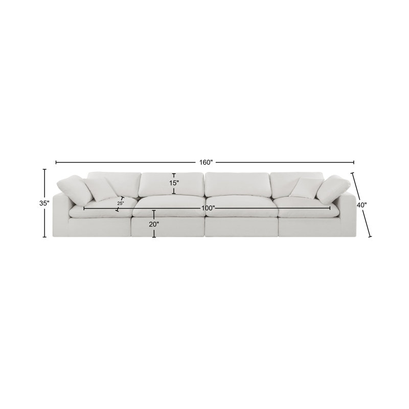 Hollynd 158" Linen Modular Sofa, Cream Linen Textured Fabric