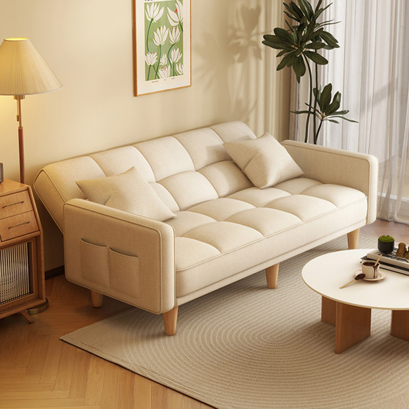 Canapé-lit standard en bois manufacturé beige et blanc, en coton et lin Burlywood, H 30,71 po x l 78,74 po x P 21,65 po