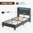 Dimtry Upholstered Bed with Headboard, LED Lights and USB Power Strips-94489134