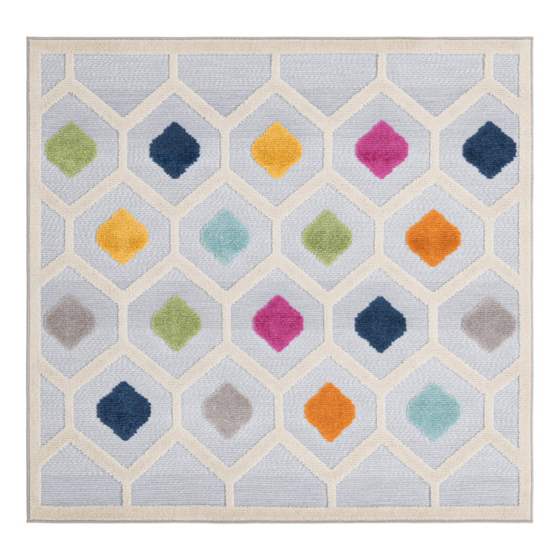 Geometric Indoor / Outdoor Rug, Square 5'3"