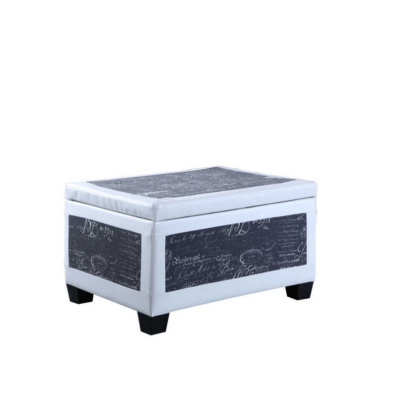 19" Tall Bonded Leather Storage Ottoman W/ 2 Seating, Old-World