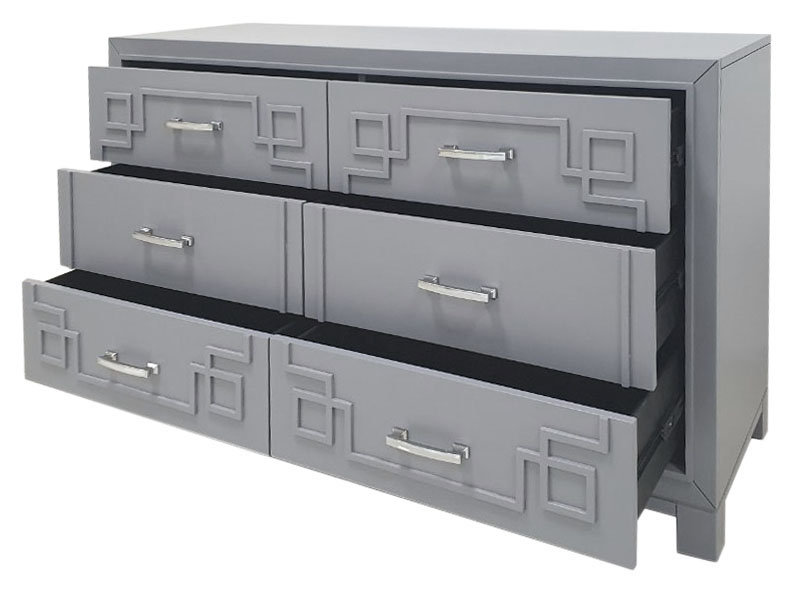 Commode double 6 tiroirs l 50 po Ritner, Gris