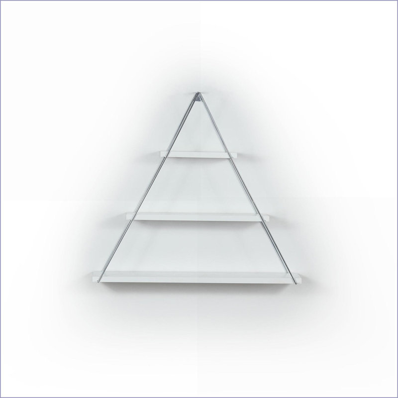 Tablette flottante, triangle mural en métal rustique, blanc / argent chromé | Blanc | Métal, Blanc /