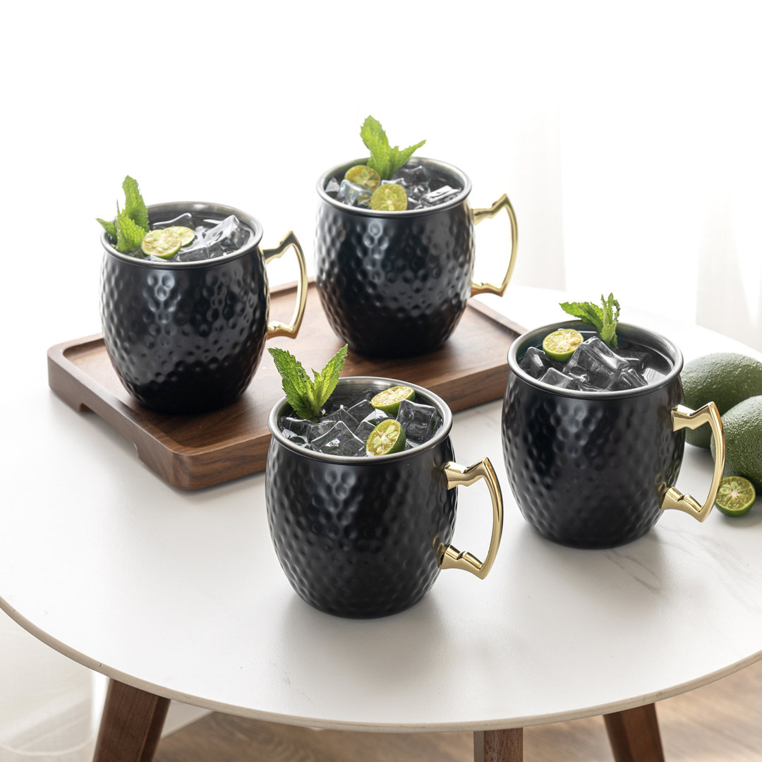 4 Piece 16 Oz Hammered Moscow Mule Mugs (Set of 4) House of Hampton®