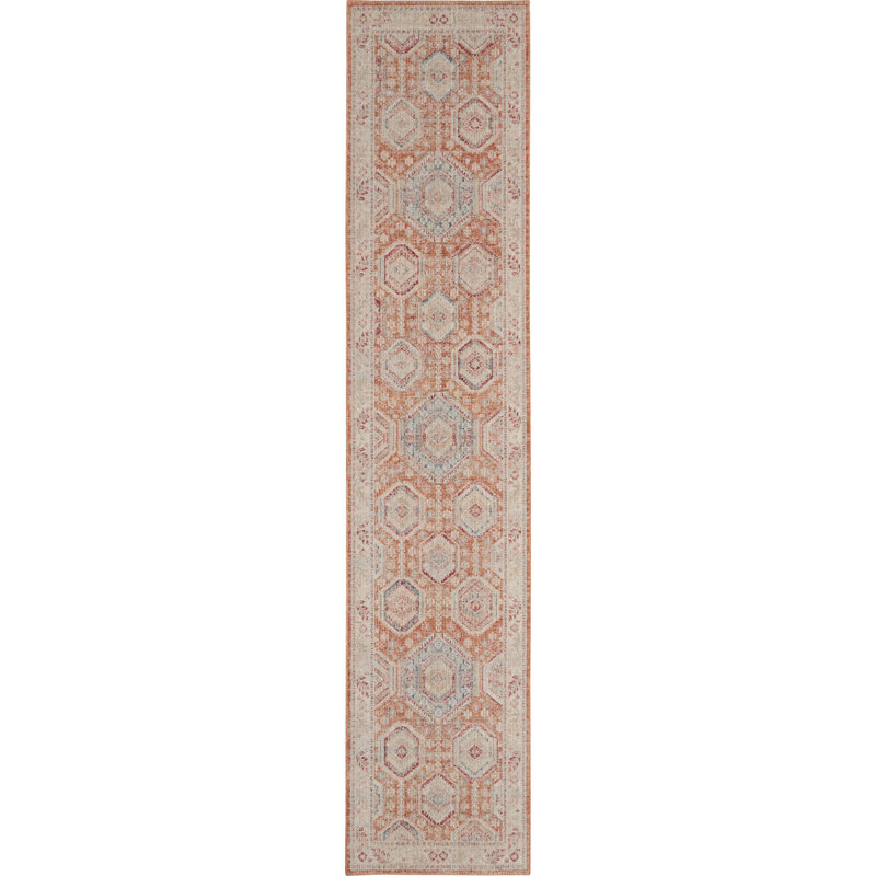 Red/Ivory Area Rug, Runner 2'7" x 10'