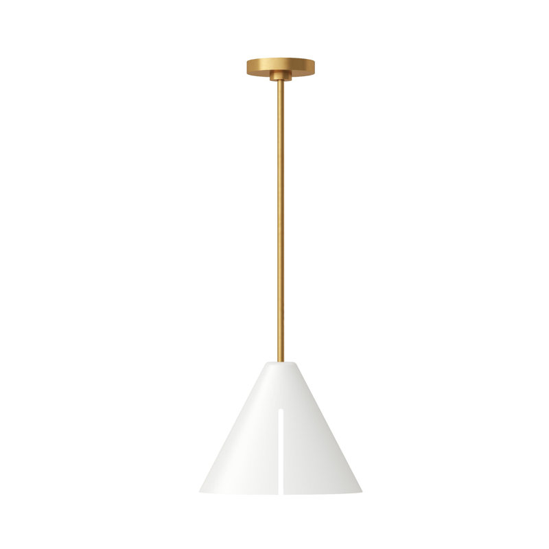 1 - Light LED Cone Pendant, Matte White, 10.5" H x 6" W x 6" D