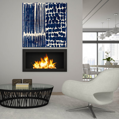  'Indigo Batik 3' by Wild Apple Portfolio Acrylic Glass Wall Art, 36" x 36"