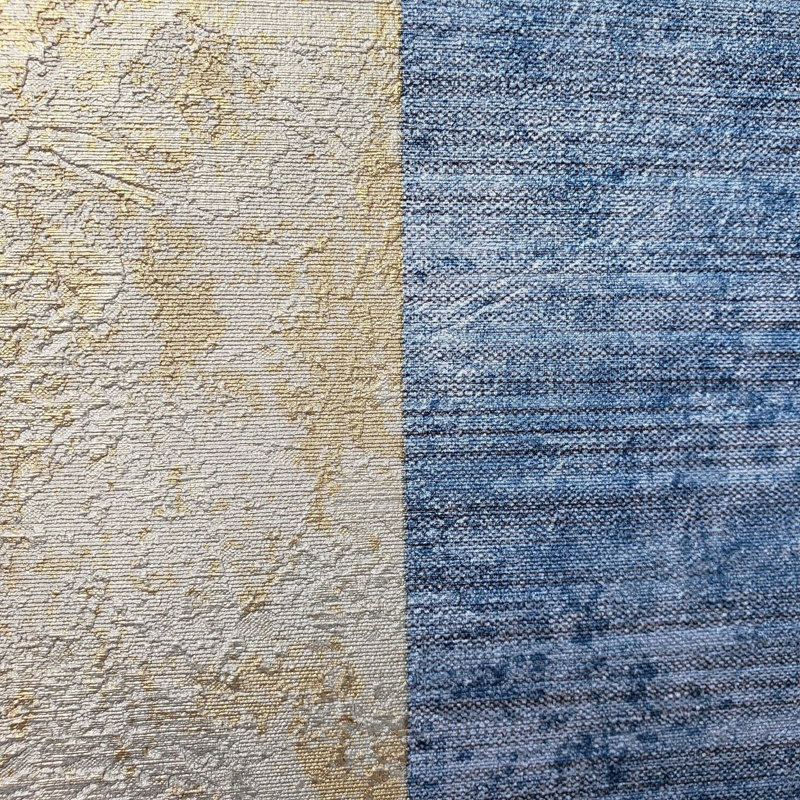 Ayley Wallpaper Blue Gray Rusted Brass Gold Metallic Stripes Striped Rolls 3D