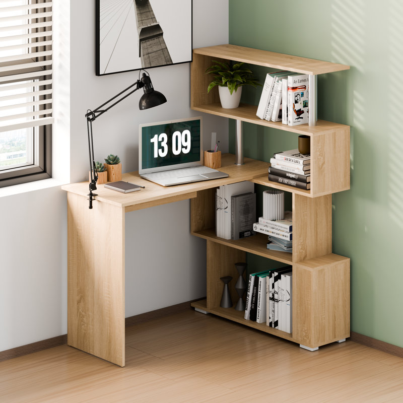 Milroy L-Shaped Writing Desk, Medium Oak