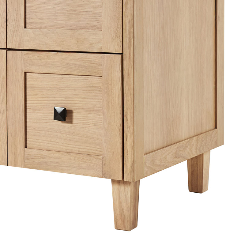ARIEL Monroe 61 Single Sink Bathroom Vanity with Pure Quartz Top, Oak, 61"