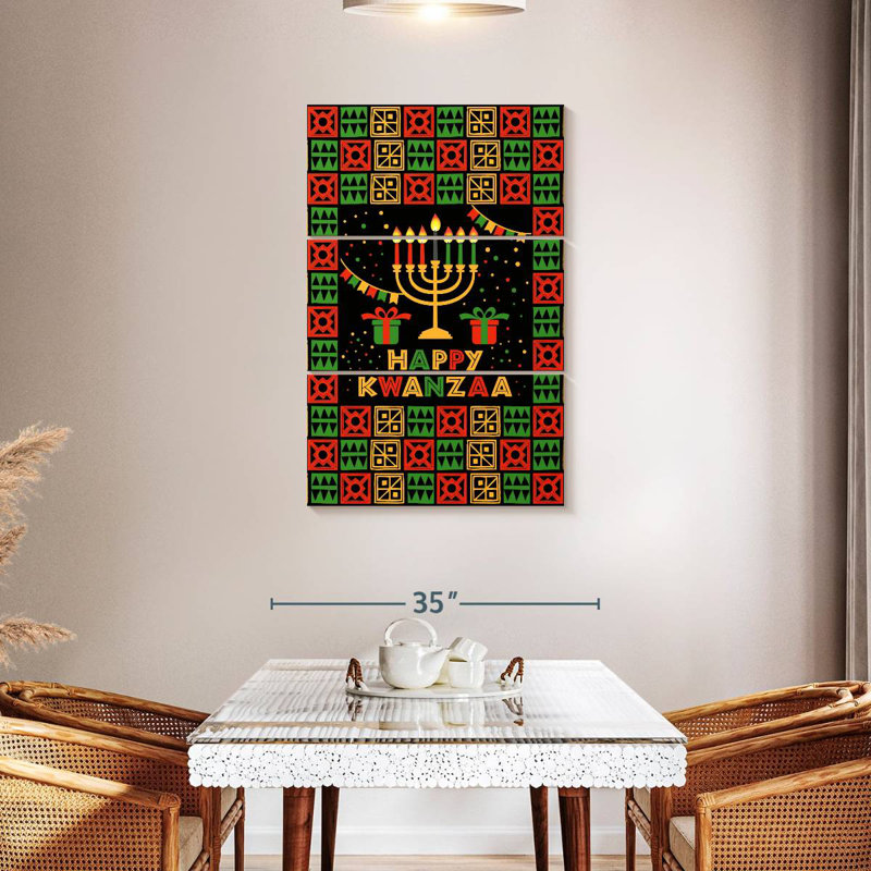 «Lelend Happy Kwanzaa Greeting», H 45 po x l 28 po