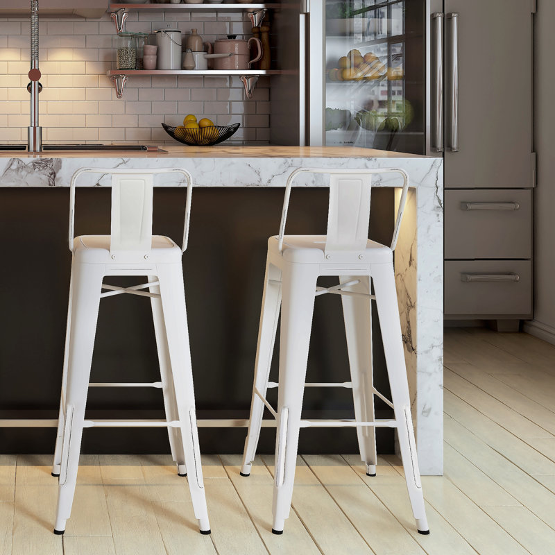 Tabouret 30 "en métal (ensemble de 2), Blanc