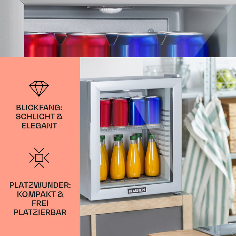 Klarstein 24m³ L Freestanding Mini Fridge, Silver