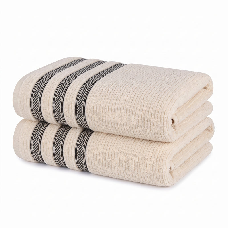 Serviettes de bain moelleuses 100% coton, Ivoire ivoire