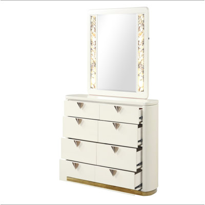 La Pierre Modern Style Mirror Made With Wood And Gold LED Edges(INCLUDES MIRROR ONLY)