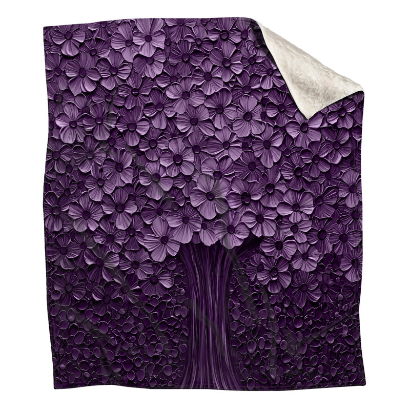 Purple Floral Tree Blankets, 60in W x 80in H