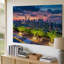Reproduction d'art sur toile, une scène de toit vibrante surplombant un paysage urbain tentaculaire au coucher du soleil-56465912
